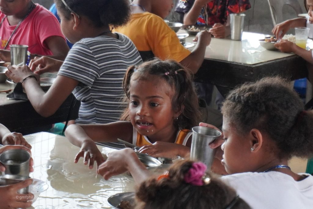 Children glad for a complete meal.